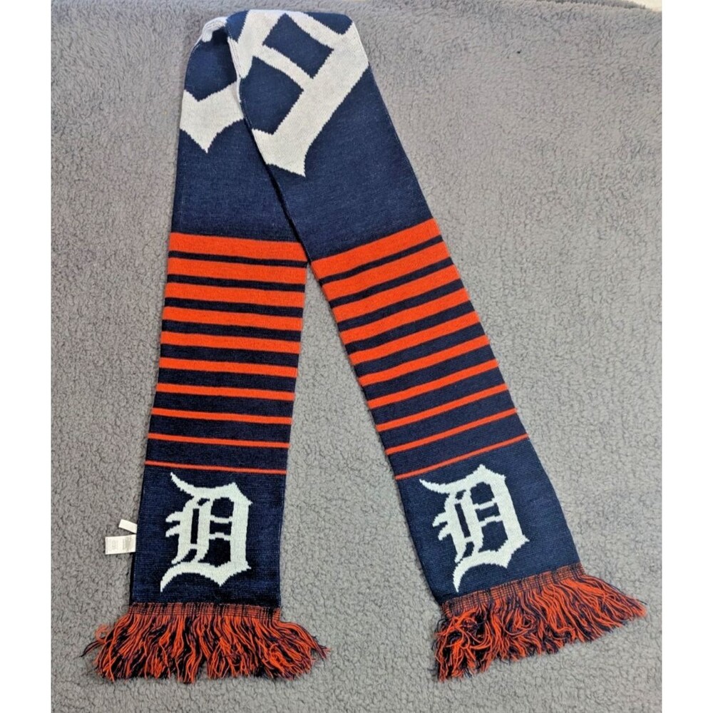 Detroit Tigers Knit Scarf Navy Orange MLB Fan Gear Forever Collectibles